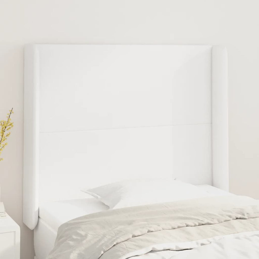 vidaXL Tête de lit à oreilles Blanc 103x16x118/128 cm Similicuir