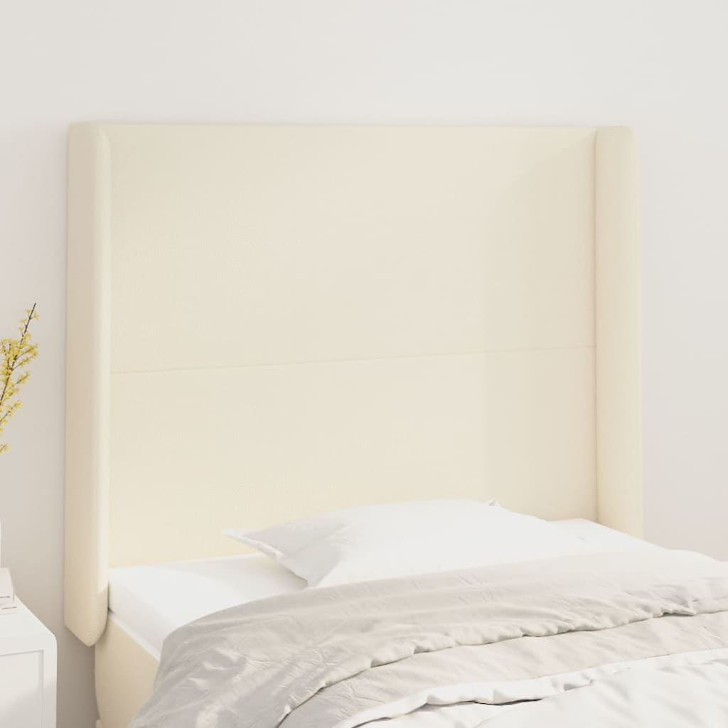 Kopfteil mit Ohren Creme 103x16x118/128 cm Kunstleder