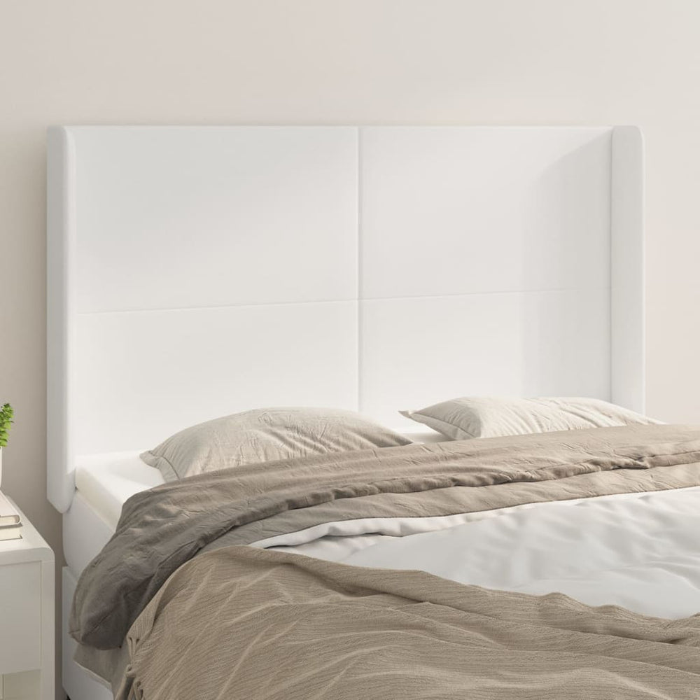vidaXL Tête de lit avec Oreilles Blanc 147x16x118/128 cm Similicuir