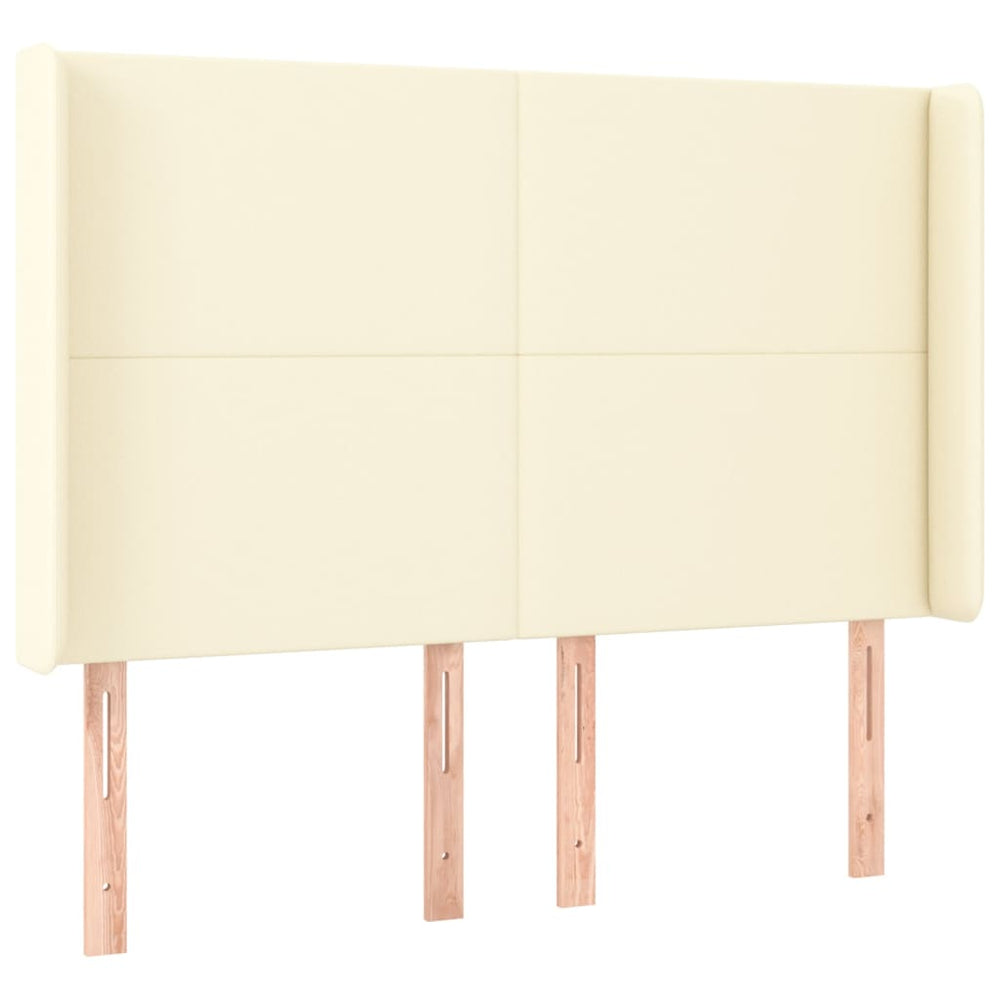 vidaXL Tête de lit à oreilles Crème 147x16x118/128 cm Similicuir