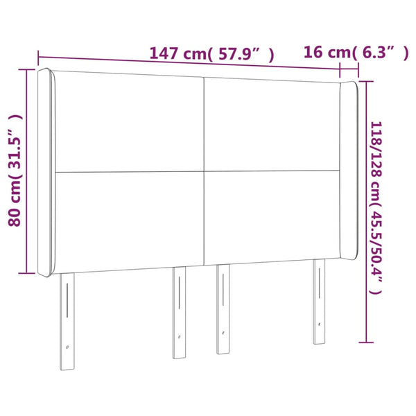 Kopfteil mit Ohren Creme 147x16x118/128 cm Kunstleder