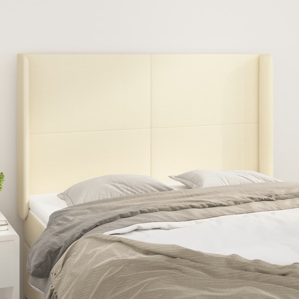 Kopfteil mit Ohren Creme 147x16x118/128 cm Kunstleder