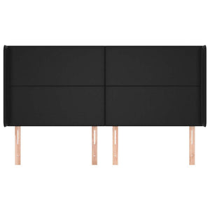 Kopfteil mit Ohren Schwarz 163x16x118/128 cm Kunstleder