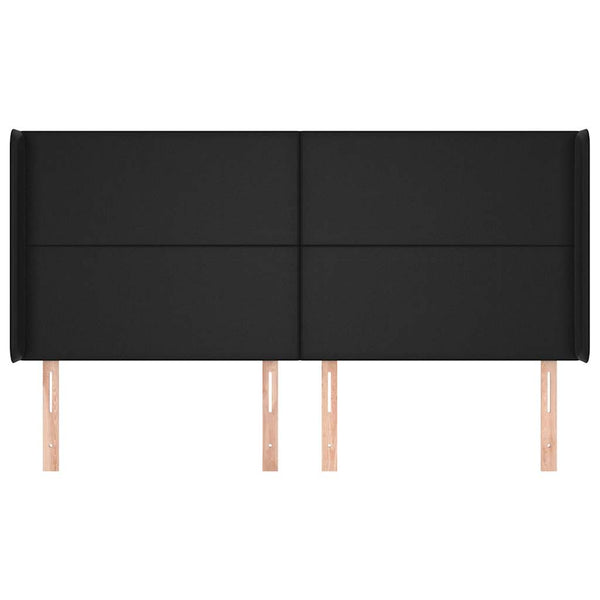 Kopfteil mit Ohren Schwarz 163x16x118/128 cm Kunstleder