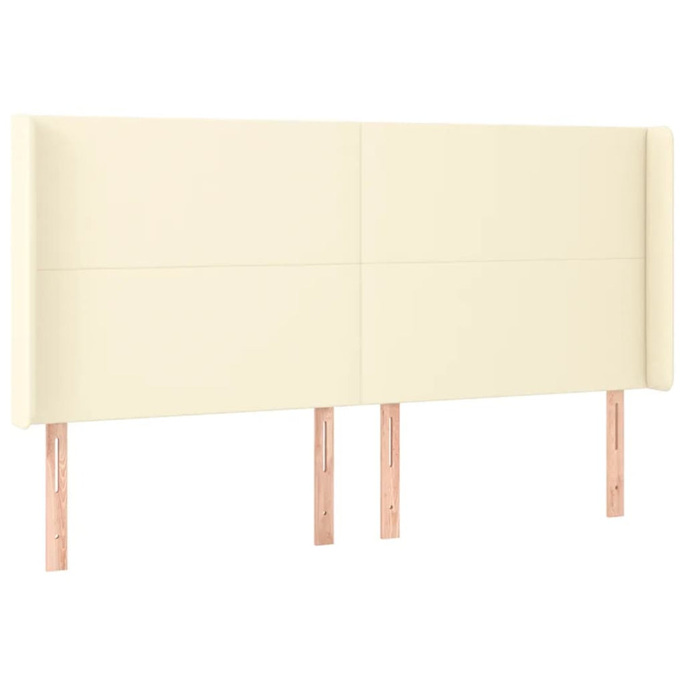 vidaXL Tête de lit à oreilles Crème 163x16x118/128 cm Similicuir