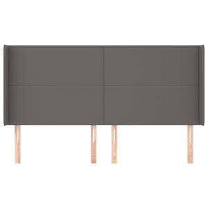 Kopfteil mit Ohren Grau 163x16x118/128 cm Kunstleder