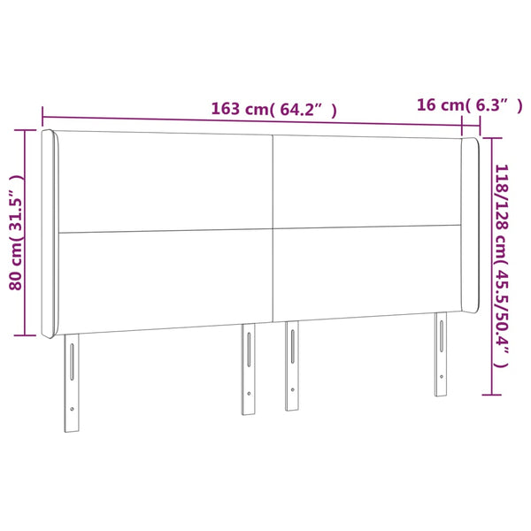 Kopfteil mit Ohren Grau 163x16x118/128 cm Kunstleder