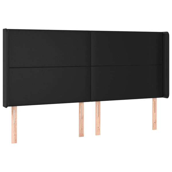 Kopfteil mit Ohren Schwarz 183x16x118/128 cm Kunstleder