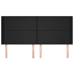 Kopfteil mit Ohren Schwarz 183x16x118/128 cm Kunstleder