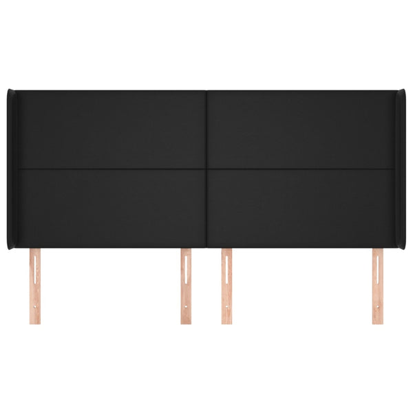 Kopfteil mit Ohren Schwarz 183x16x118/128 cm Kunstleder