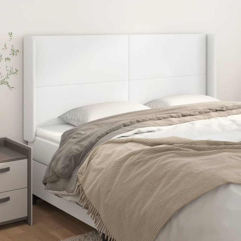 vidaXL Tête de lit à oreilles Blanc 183x16x118/128 cm Similicuir