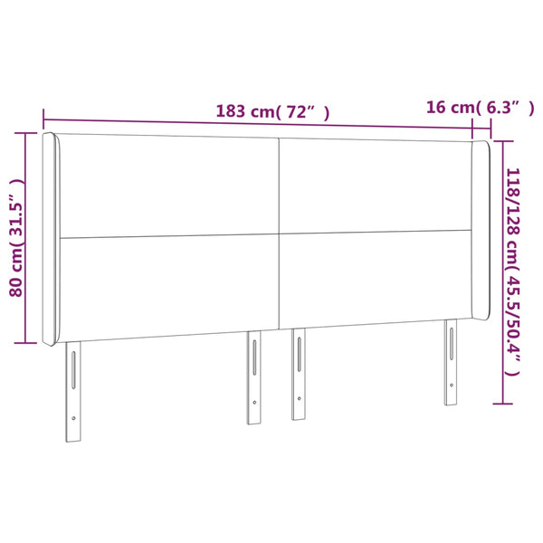 Kopfteil mit Ohren Creme 183x16x118/128 cm Kunstleder