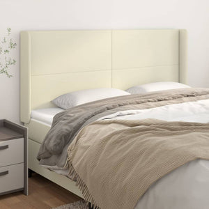 Kopfteil mit Ohren Creme 183x16x118/128 cm Kunstleder