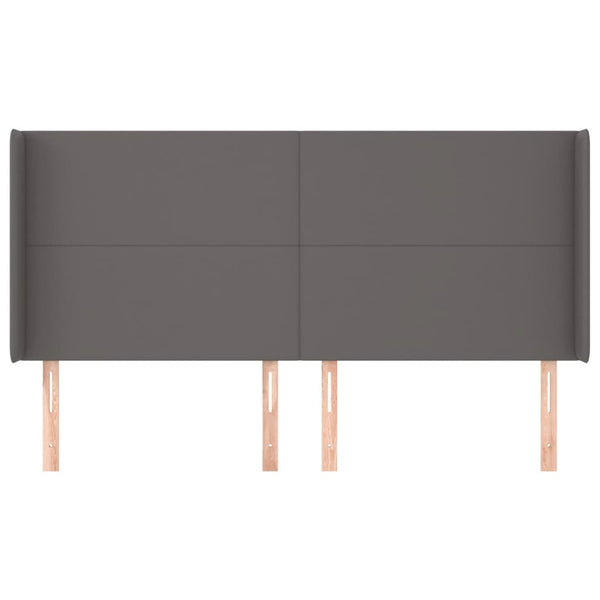 Kopfteil mit Ohren Grau 183x16x118/128 cm Kunstleder