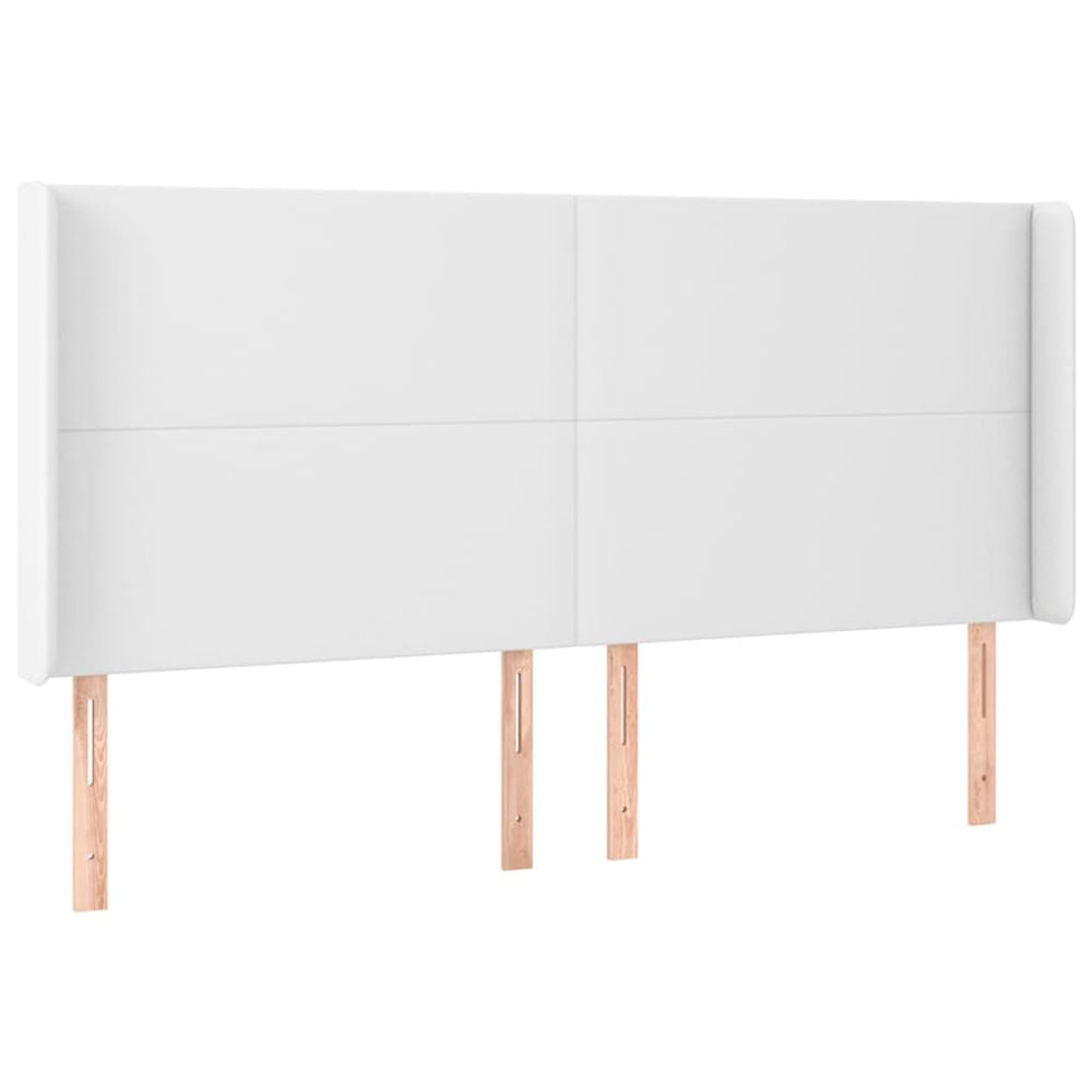 vidaXL Tête de lit à oreilles Blanc 203x16x118/128 cm Similicuir