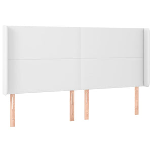 Kopfteil mit Ohren Weiß 203x16x118/128 cm Kunstleder
