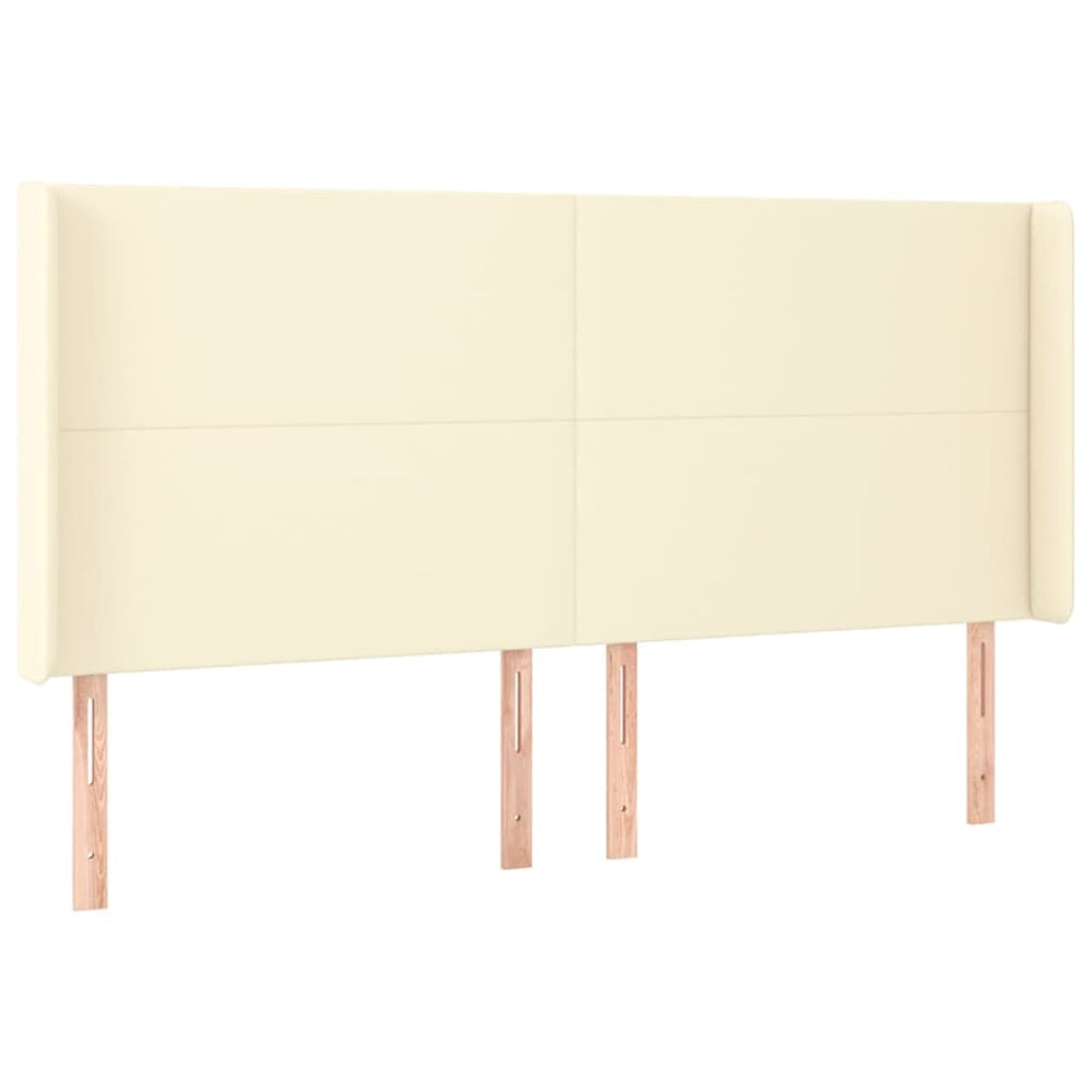 vidaXL Tête de lit à oreilles crème 203x16x118/128 cm similicuir