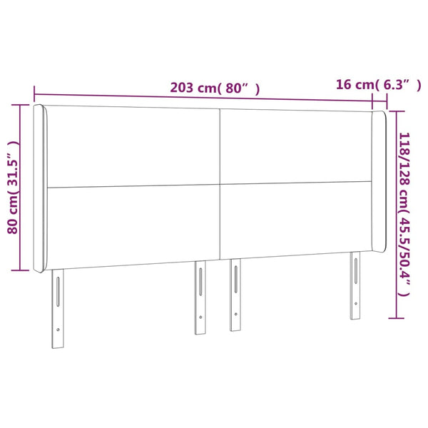 vidaXL Tête de lit à oreilles crème 203x16x118/128 cm similicuir