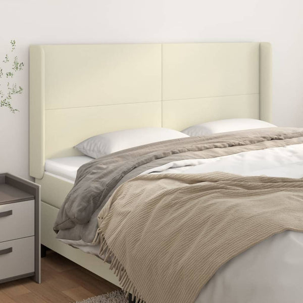vidaXL Tête de lit à oreilles crème 203x16x118/128 cm similicuir
