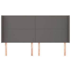 Kopfteil mit Ohren Grau 203x16x118/128 cm Kunstleder