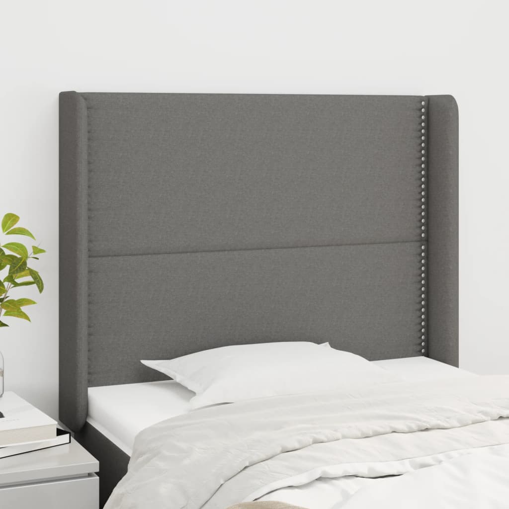 Kopfteil mit Ohren Dunkelgrau 83x16x118/128 cm Stoff