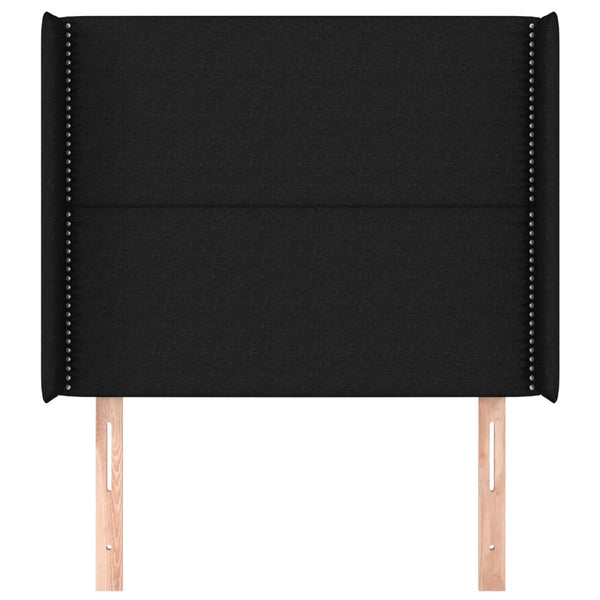 Kopfteil mit Ohren Schwarz 93x16x118/128 cm Stoff
