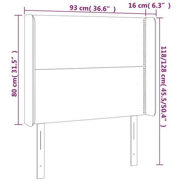 Kopfteil mit Ohren Schwarz 93x16x118/128 cm Stoff