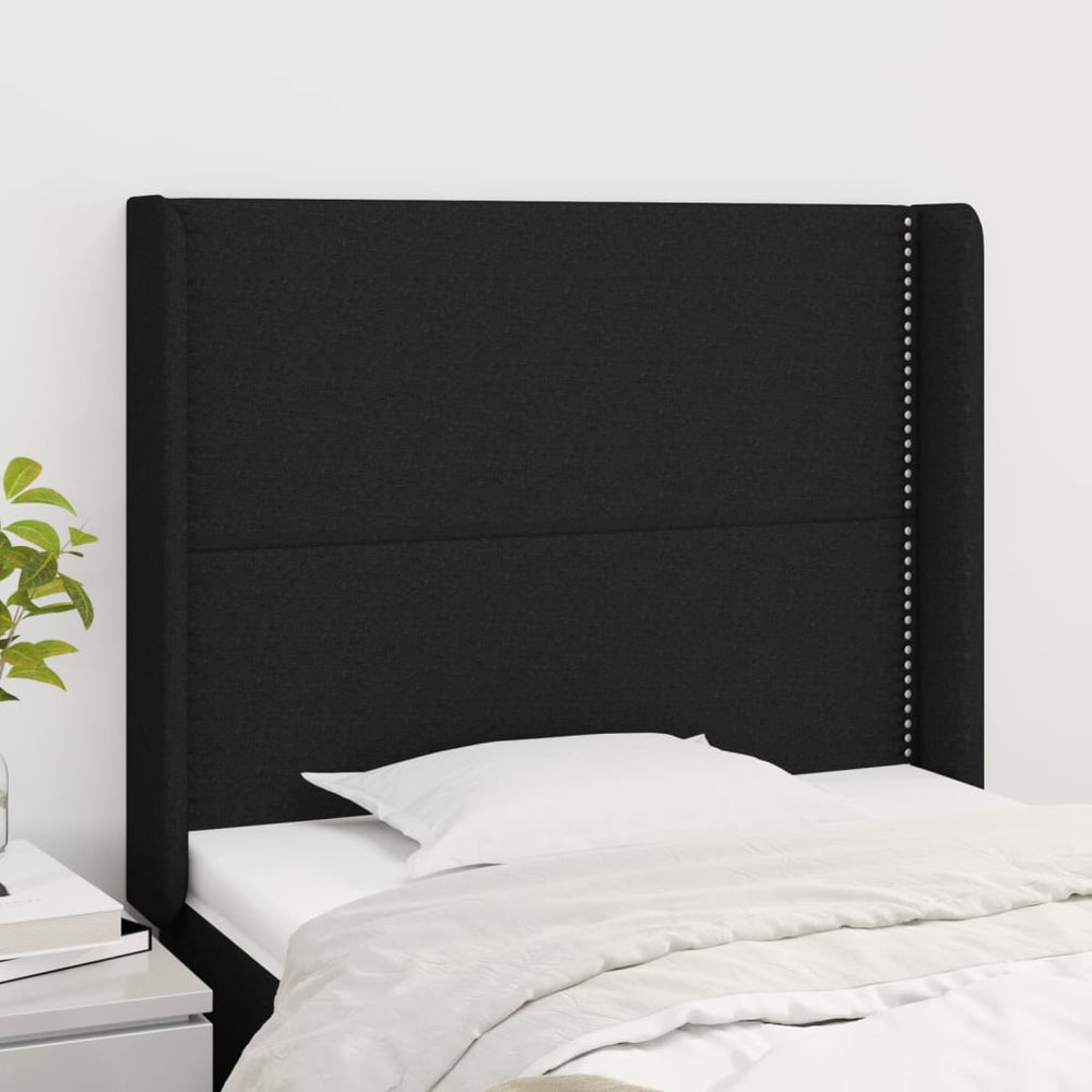 vidaXL Tête de lit à oreilles Noir 93x16x118/128 cm Tissu