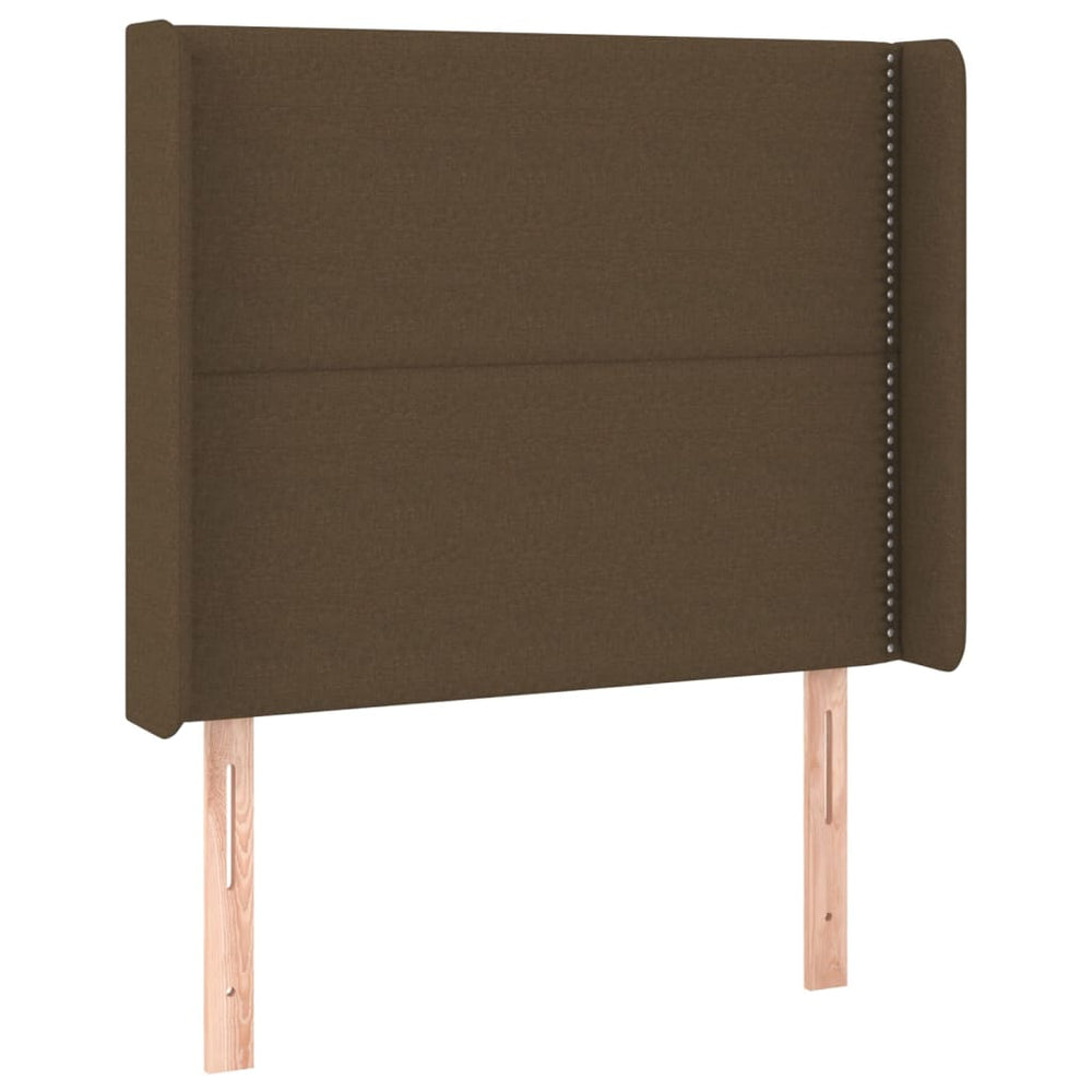 vidaXL Tête de lit à oreilles Marron foncé 93x16x118/128 cm Tissu