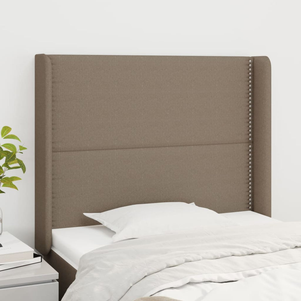 vidaXL Tête de lit à oreilles taupe 93x16x118/128 cm Tissu