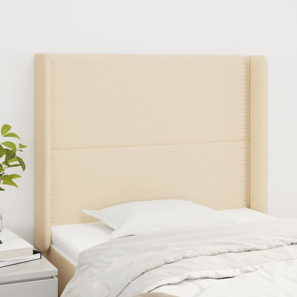 vidaXL Tête de lit à oreilles Crème 93x16x118/128 cm Tissu
