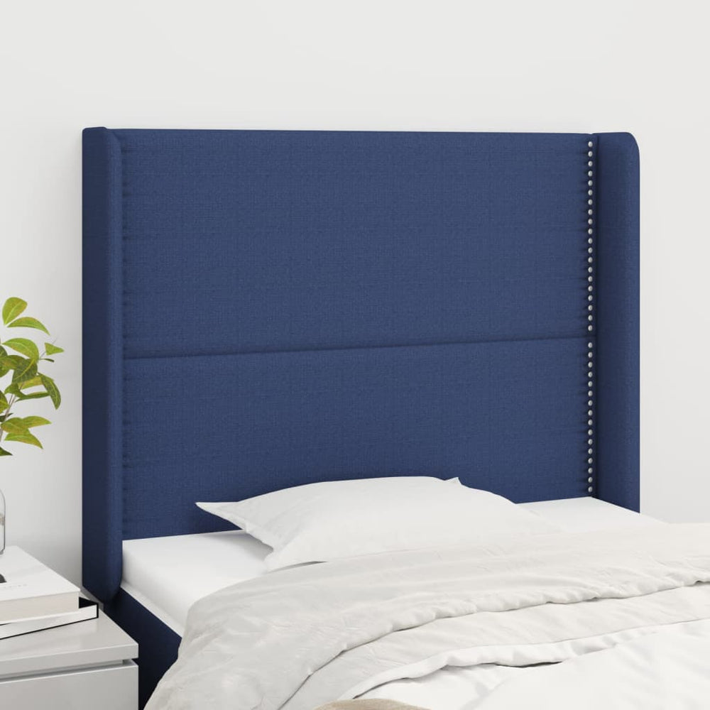 vidaXL Tête de lit avec Oreilles Bleu 93x16x118/128 cm Tissu