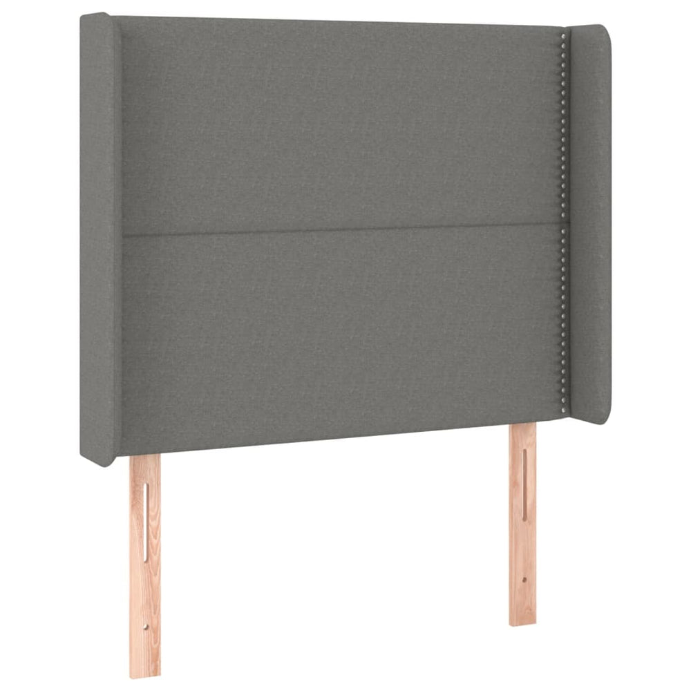 vidaXL Tête de lit à oreilles Gris foncé 103x16x118/128 cm Tissu
