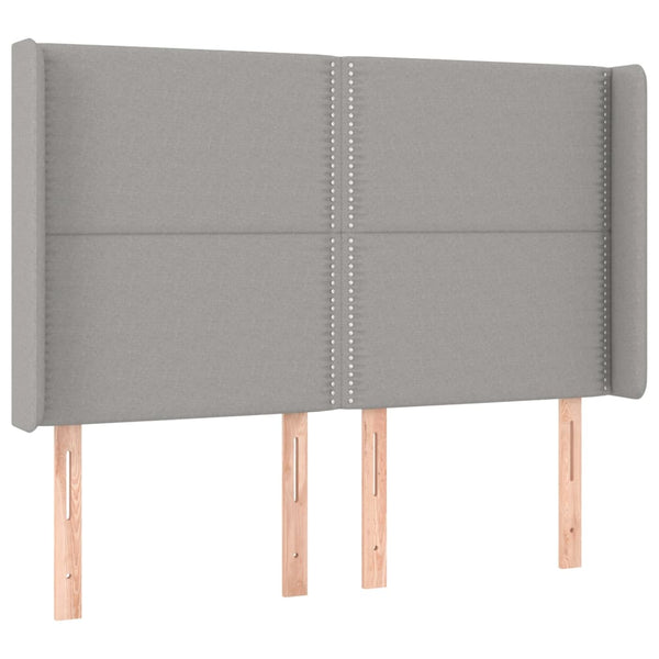 Kopfteil mit Ohren Hellgrau 147x16x118/128 cm Stoff