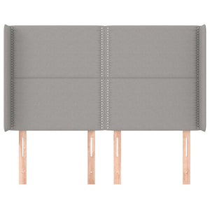 Kopfteil mit Ohren Hellgrau 147x16x118/128 cm Stoff