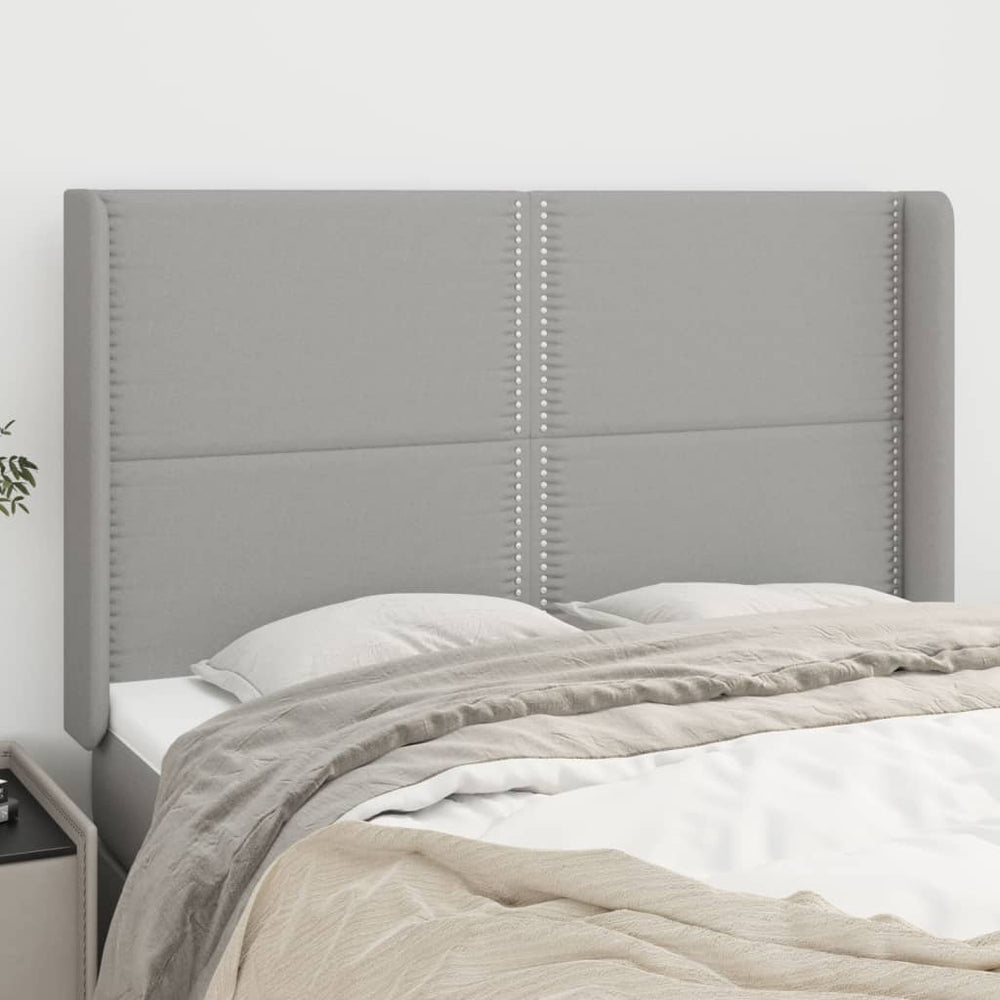 vidaXL Tête de lit avec oreilles gris clair 147x16x118/128 cm Tissu