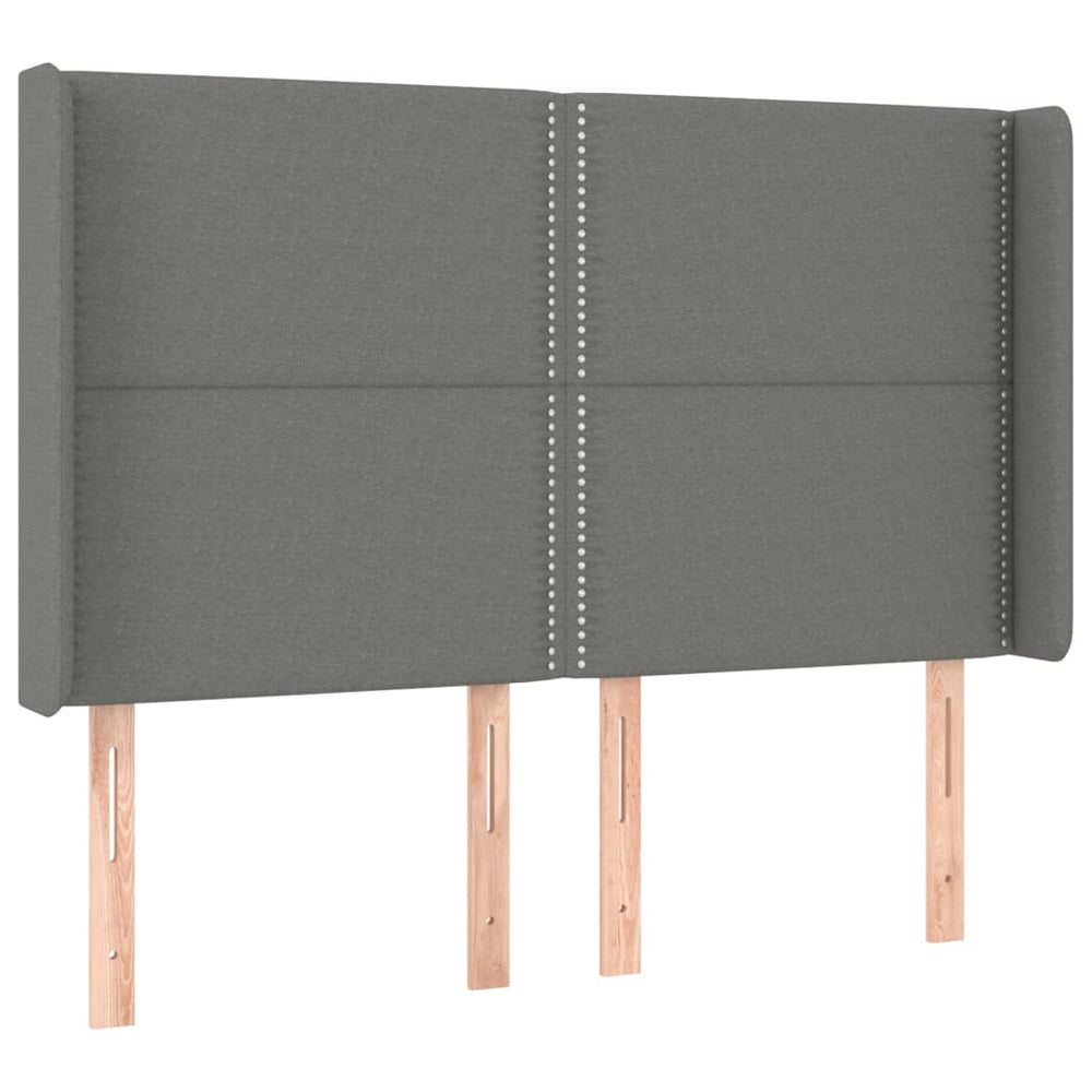 vidaXL Tête de lit à oreilles Gris foncé 147x16x118/128 cm Tissu