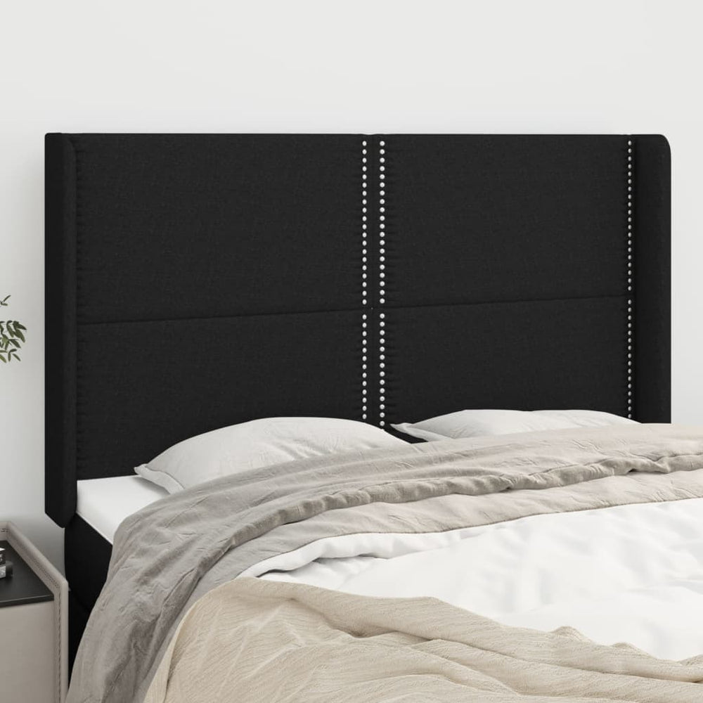 vidaXL Tête de lit à oreilles noire 147x16x118/128 cm Tissu