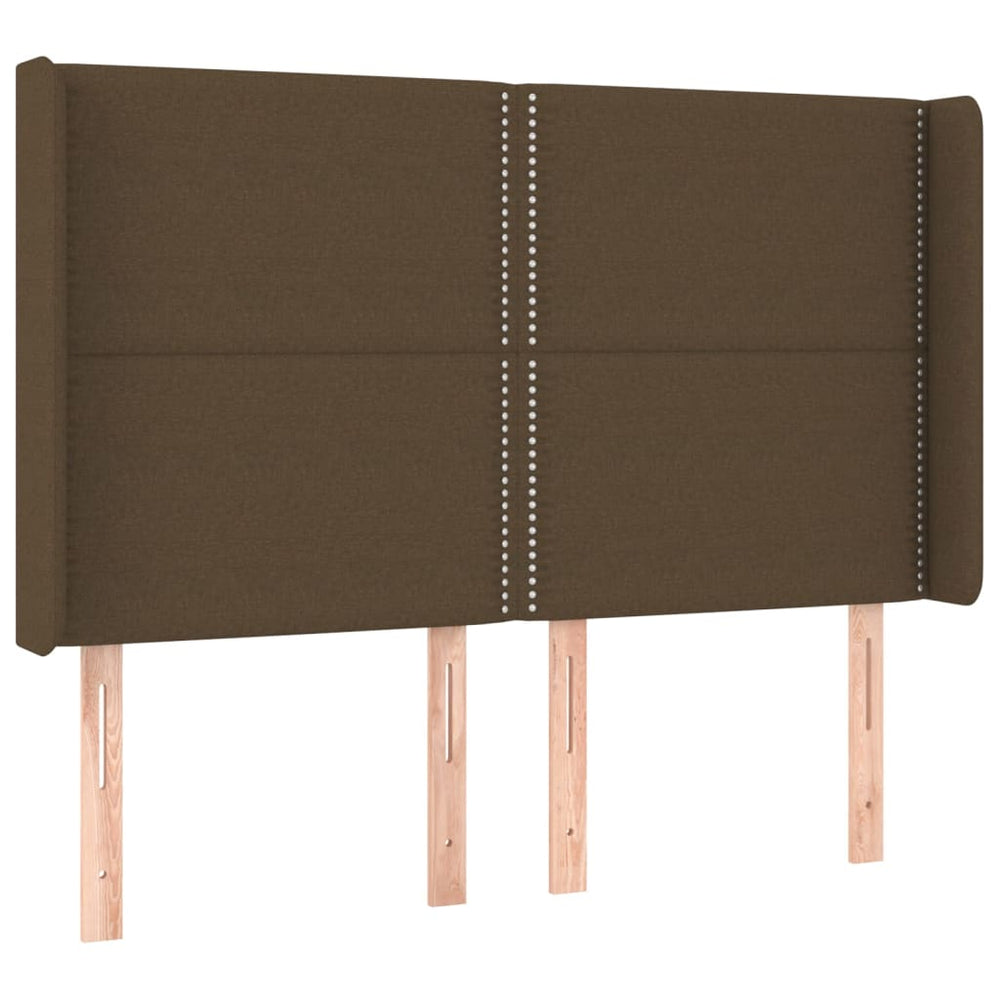 vidaXL Tête de lit à oreilles Marron foncé 147x16x118/128 cm Tissu