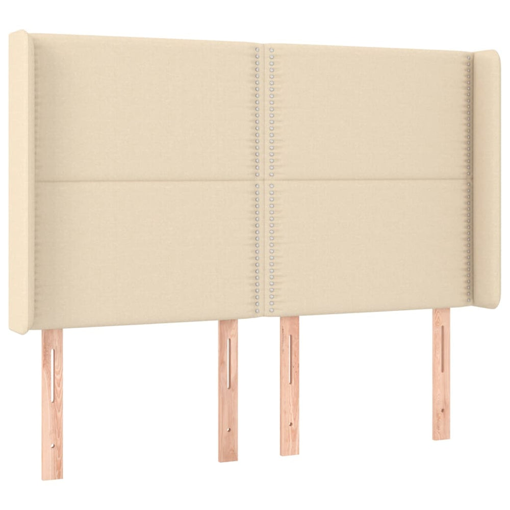vidaXL Tête de lit à oreilles Crème 147x16x118/128 cm Tissu