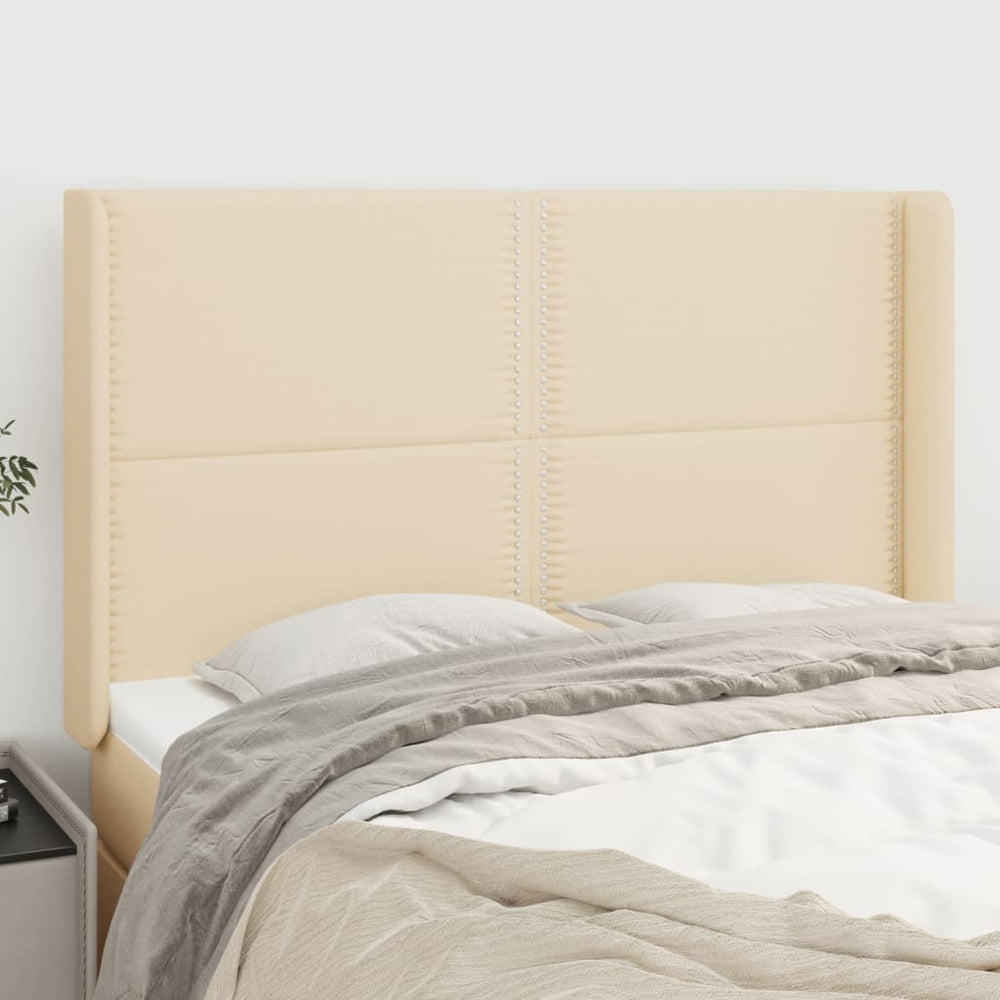 vidaXL Tête de lit à oreilles Crème 147x16x118/128 cm Tissu