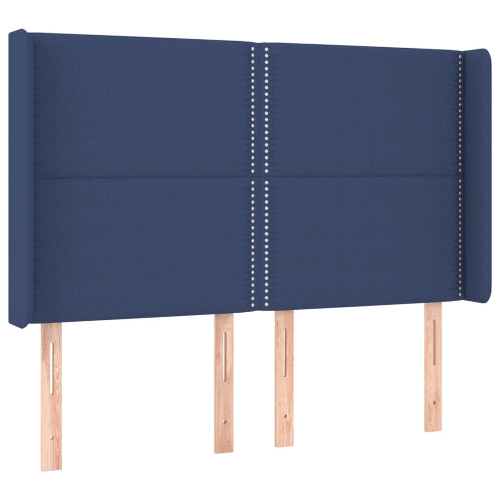 vidaXL Tête de lit à oreilles bleue 147x16x118/128 cm Tissu