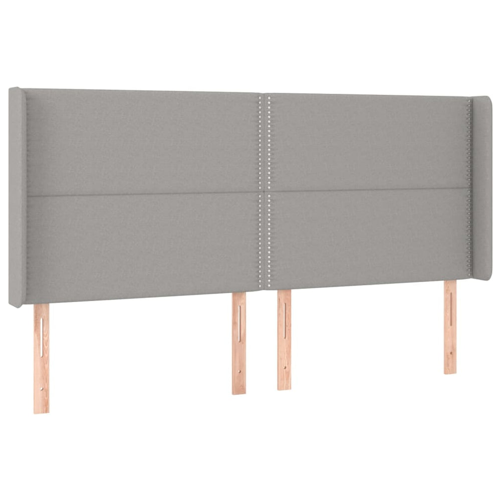 vidaXL Tête de lit à oreilles Gris clair 183x16x118/128 cm Tissu