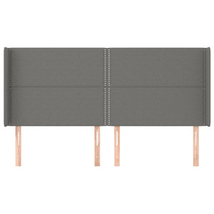 Kopfteil mit Ohren Dunkelgrau 183x16x118/128 cm Stoff