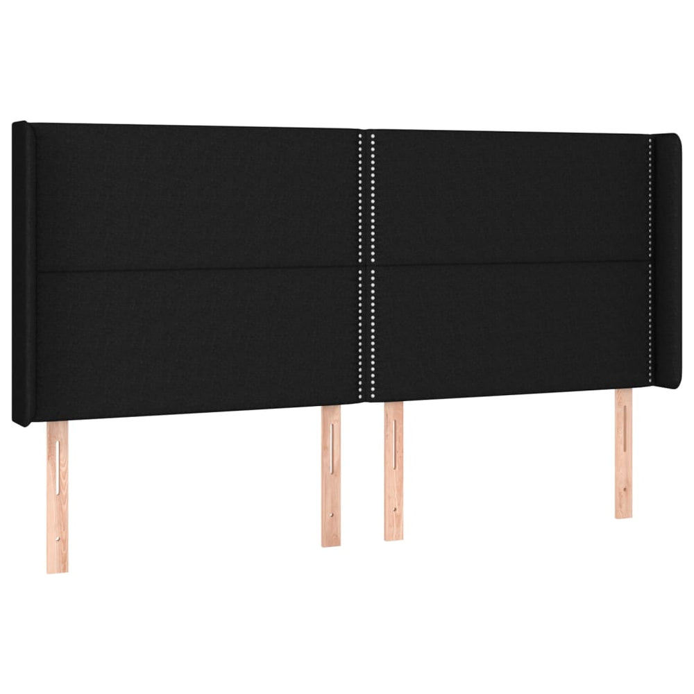 vidaXL Tête de lit à oreilles Noir 183x16x118/128 cm Tissu