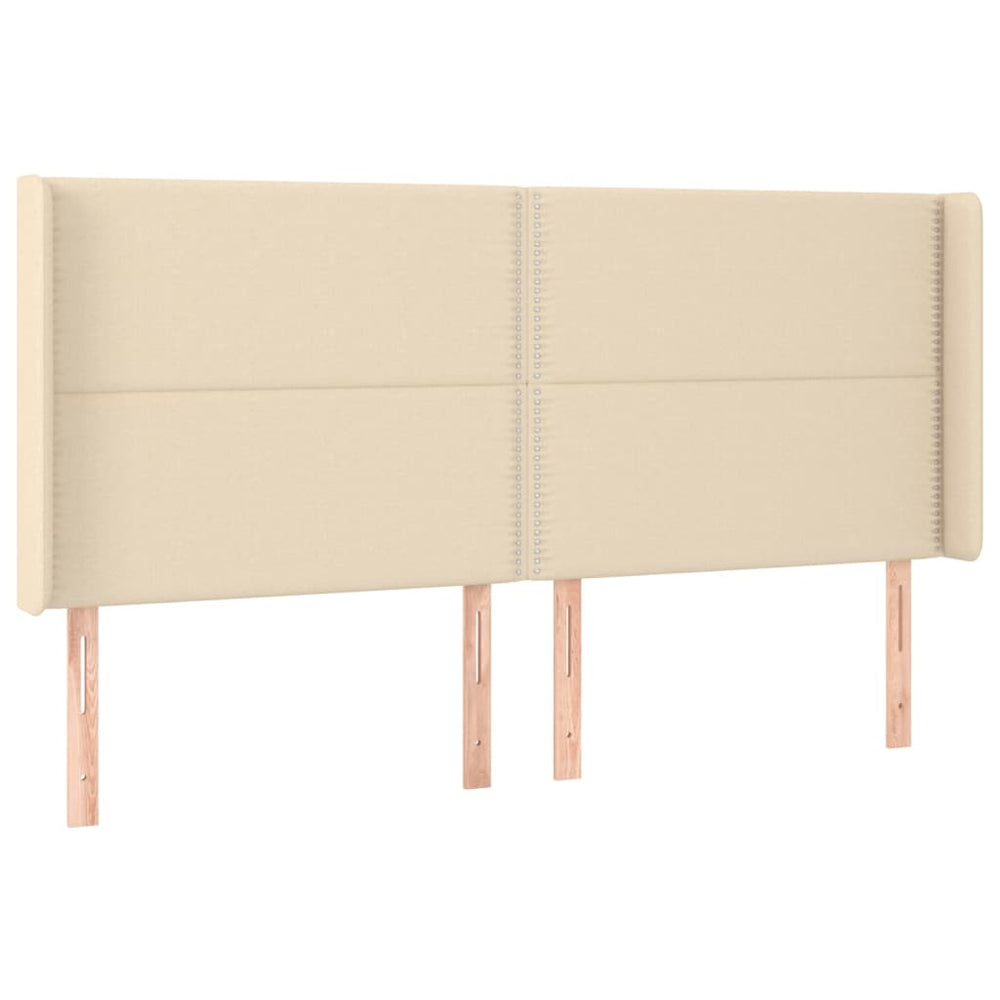 vidaXL Tête de lit à oreilles Crème 183x16x118/128 cm Tissu
