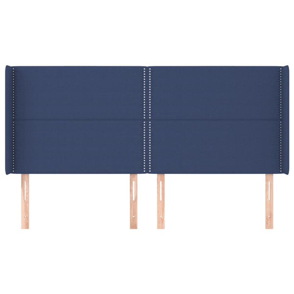 Kopfteil mit Ohren Blau 183x16x118/128 cm Stoff