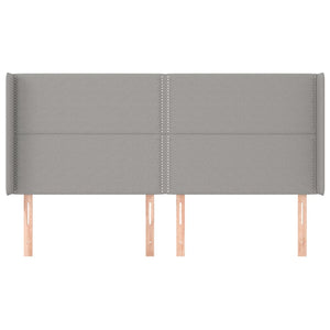 Kopfteil mit Ohren Hellgrau 203x16x118/128 cm Stoff