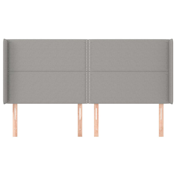 Kopfteil mit Ohren Hellgrau 203x16x118/128 cm Stoff