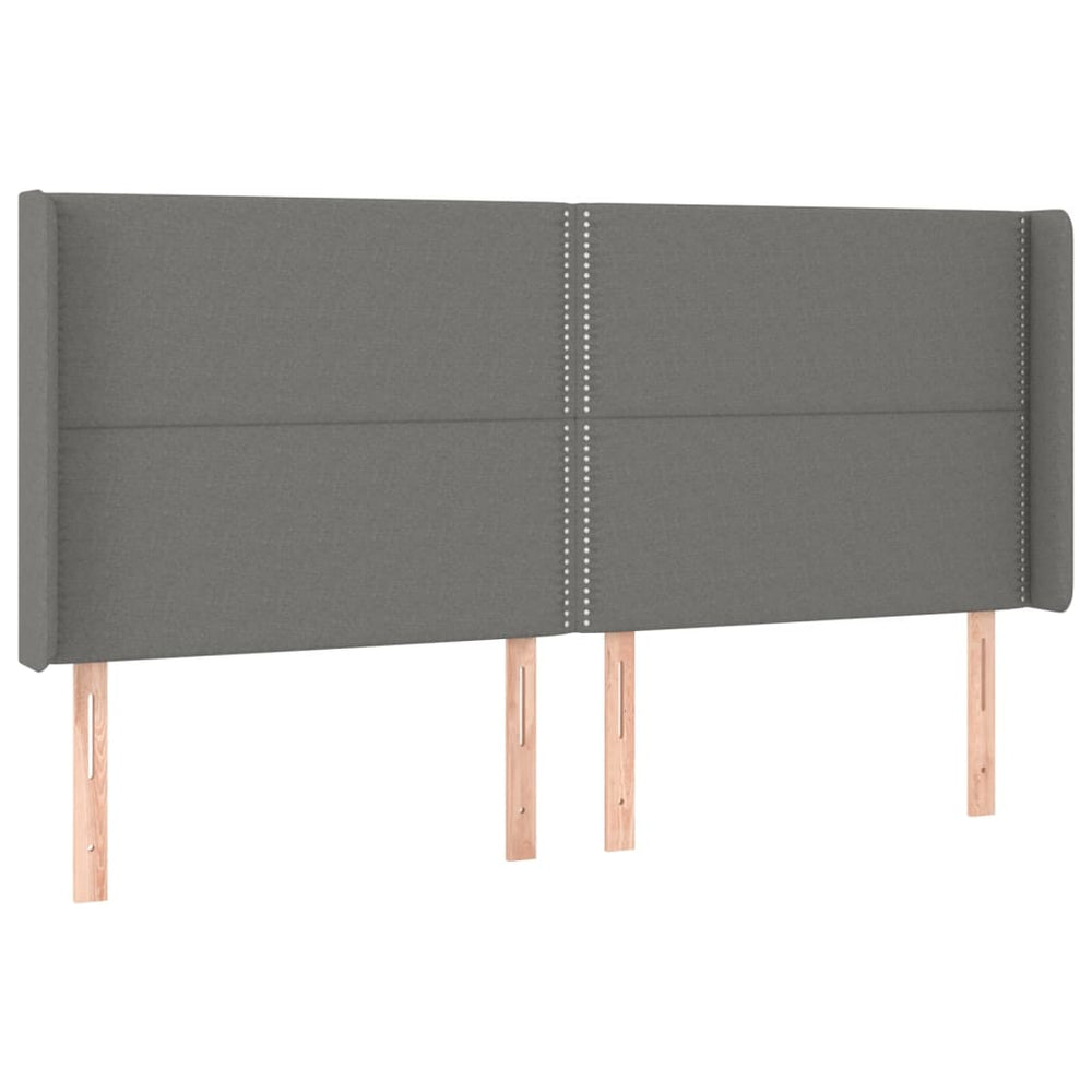 vidaXL Tête de lit à oreilles Gris foncé 203x16x118/128 cm Tissu